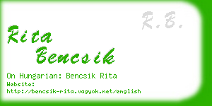 rita bencsik business card